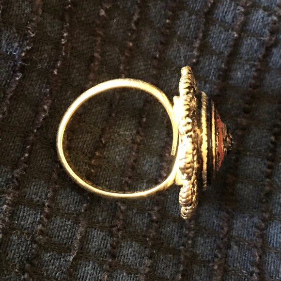 NOS Classy Vintage 1975 OLD VIENNA Sarah Coventry Adjust Ring Antiqued Goldtone - Picture 4 of 6